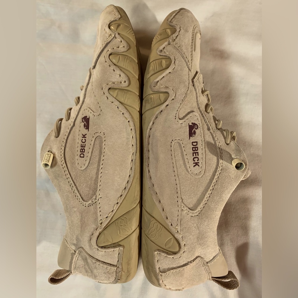 Women's DBECK Beige Suede Walking COMFORT SNEAKERS